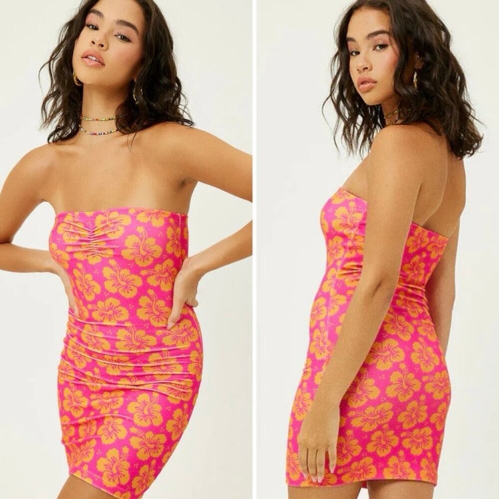 Frankies Bikinis Palmer Terry Tube Dress In Hibiscus Honey